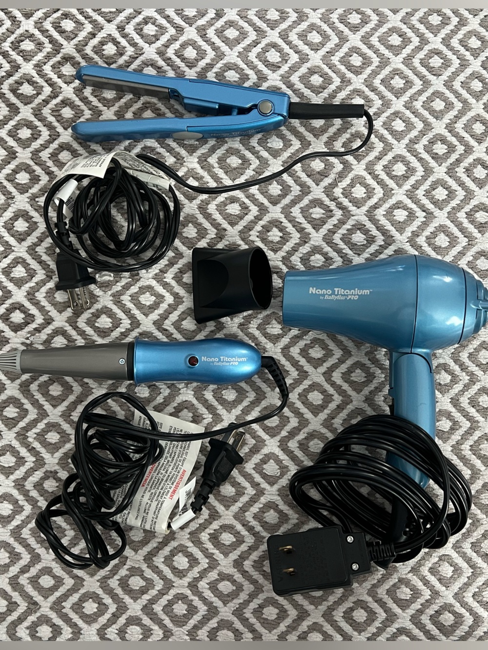 BaBylissPRO Nano Titanium 3-Piece Hot Tool Set - Blue. Travel.